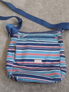 Baggallini Blue and Red Striped Crossbody Bag